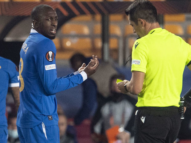 Rangers' Glen Kamara is booed then sent off during defeat to Sparta Prague, Europa League