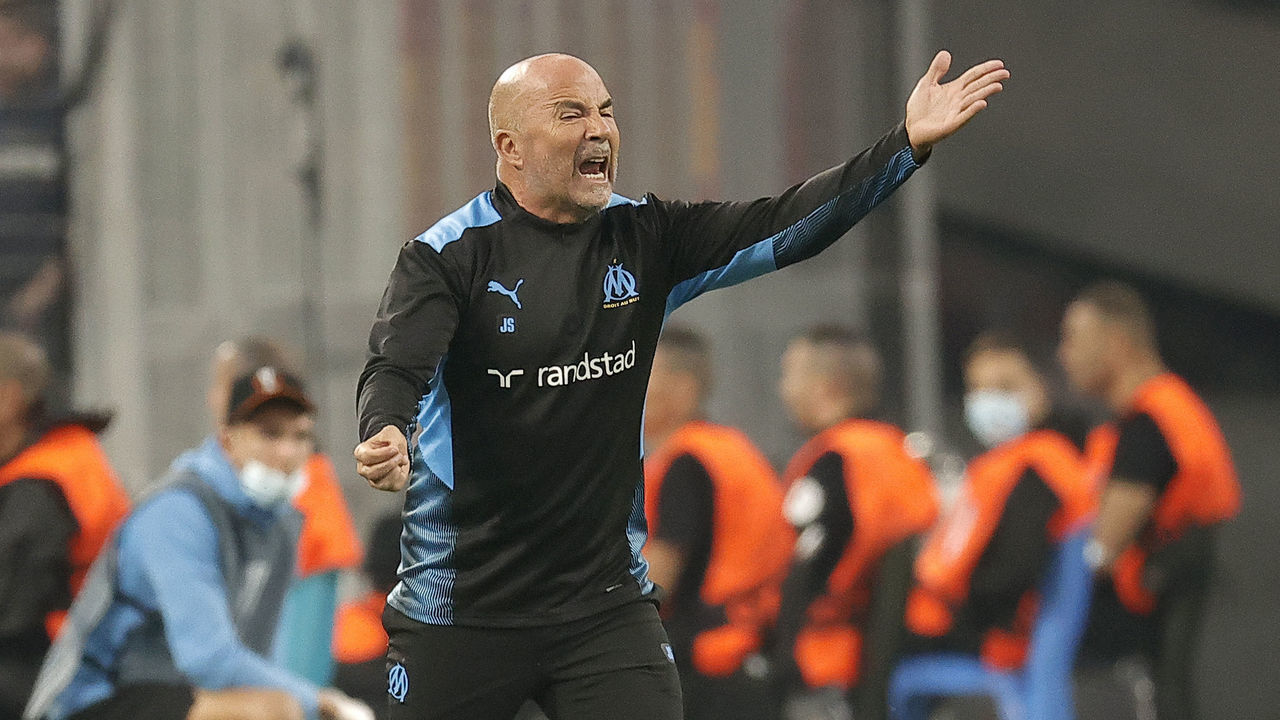 MARSEILLE, FRANCE - SEPTEMBER 30: Head coach Jorge Sampaoli of Marseille gestures during UEFA Europa League Group E soccer match between Marseille and Galatasaray, at Stade Velodrome in Marseille, France on September 30, 2021.