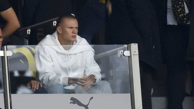 DORTMUND, GERMANY - OCTOBER 02: (BILD OUT) Erling Haaland of Borussia Dortmund looks on during the Bundesliga match between Borussia Dortmund and FC Augsburg at Signal Iduna Park on October 2, 2021 in Dortmund, Germany.