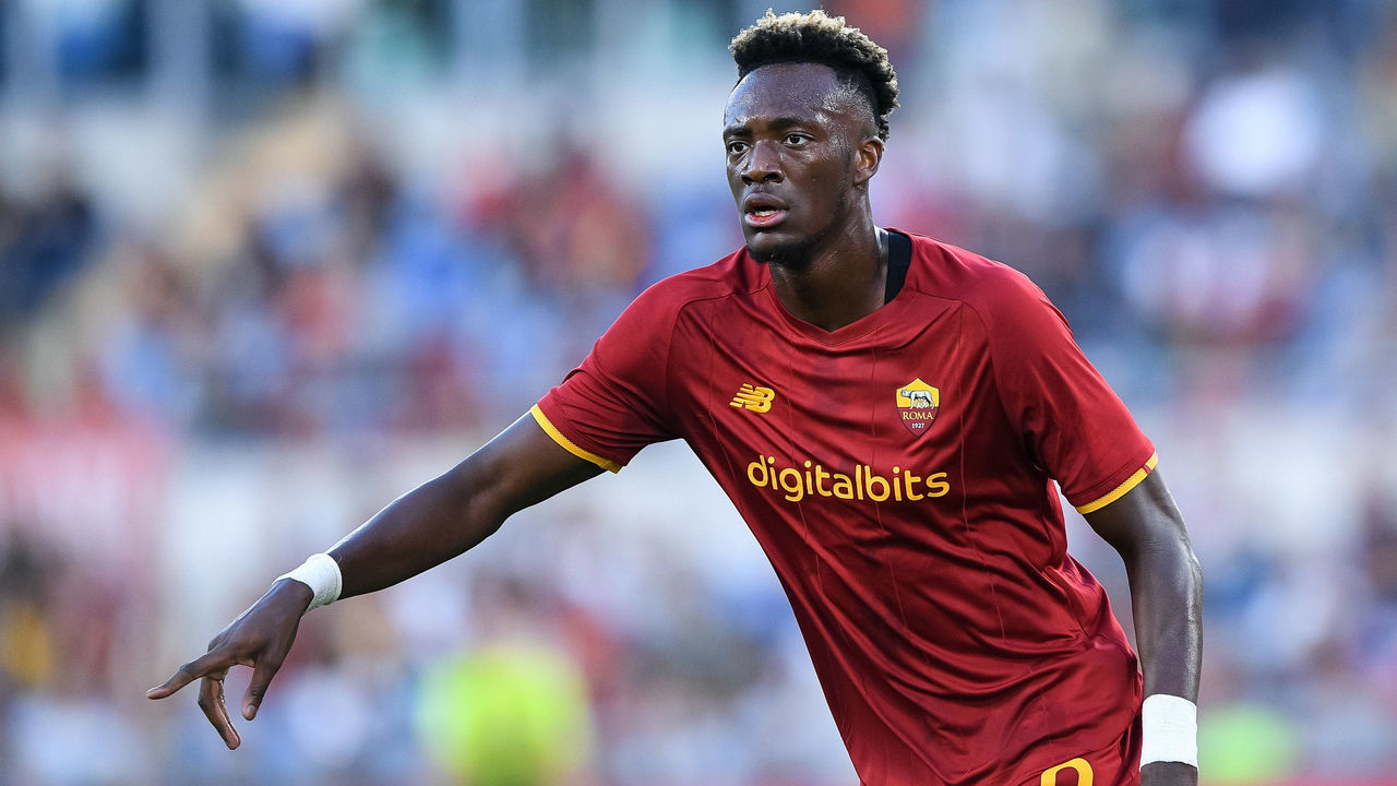 Tammy Abraham of AS Roma gestures during the Serie A match between AS Roma and Empoli Calcio at Stadio Olimpico, Rome, Italy on 3 October 2021.