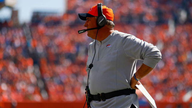DENVER, CO - SEPTEMBER 26: Head coach Vic Fangio of the Denver Broncos looks on from the sidelines during the first quarter against the New York Jets at Empower Field at Mile High on September 26, 2021 in Denver, Colorado.
