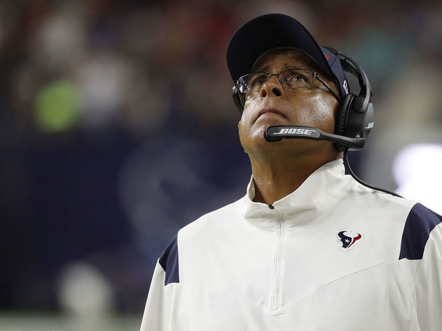 HOUSTON, TEXAS - SEPTEMBER 23: Head coach David Culley of the Houston Texans looks on while playing the Carolina Panthers at NRG Stadium on September 23, 2021 in Houston, Texas.