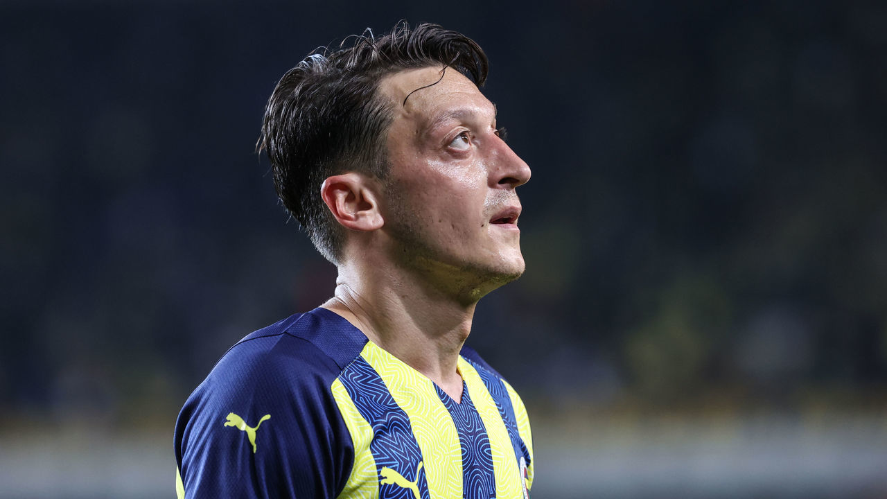 ISTANBUL, TURKEY - SEPTEMBER 23: Mesut Ozil of Fenerbahce gestures during Turkish Super Lig week 6 soccer match between Fenerbahce and GZT Giresunspor in Istanbul, Turkey on September 23, 2021.