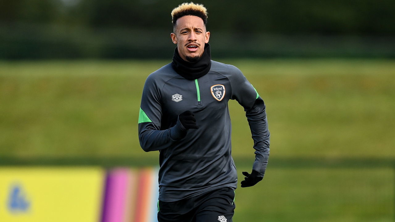Dublin , Ireland - 5 October 2021; Callum Robinson during a Republic of Ireland training session at the FAI National Training Centre in Abbotstown in Dublin.