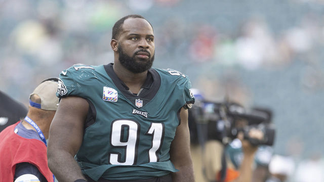 PHILADELPHIA, PA - OCTOBER 03: Fletcher Cox #91 of the Philadelphia Eagles walks off the field after the game against the Kansas City Chiefs at Lincoln Financial Field on October 3, 2021 in Philadelphia, Pennsylvania.