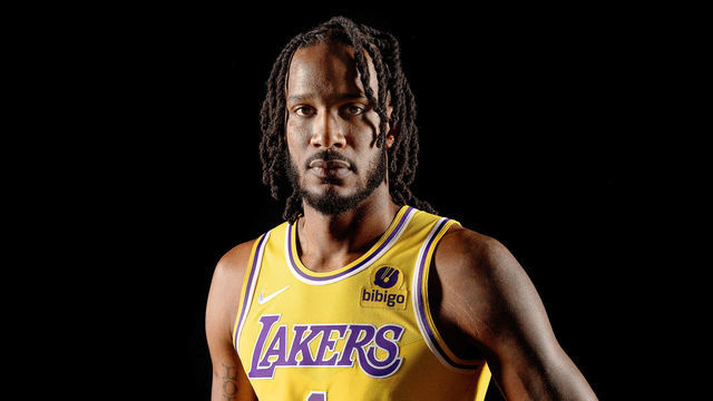 EL SEGUNDO, CA - SEPTEMBER 28: Trevor Ariza #1 of the Los Angeles Lakers poses for a portrait during NBA Media day at UCLA Health Training Center on September 28, 2021 in El Segundo, California. NOTE TO USER: User expressly acknowledges and agrees that, by downloading and/or using this Photograph, user is consenting to the terms and conditions of the Getty Images License Agreement. Mandatory Copyright Notice: Copyright 2021 NBAE