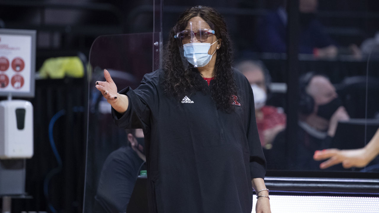 PISCATAWAY, NJ - DECEMBER 14: Head coach C. Vivian Stringer of the Rutgers Scarlet Knights during a regular season game at Rutgers Athletic Center on December 14, 2020 in Piscataway, New Jersey.