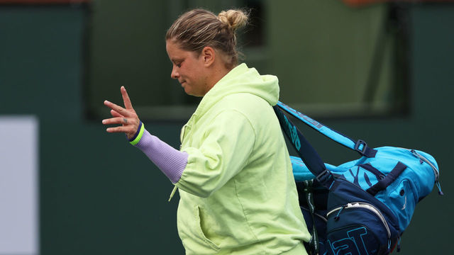 INDIAN WELLS, CALIFORNIA - OCTOBER 07: Kim Clijsters of Belgium walks off the court after her three set defeat by Katerina Siniakova of the Czech Republic during their first round match on Day 4 of the BNP Paribas Open at the Indian Wells Tennis Garden on March 07, 2021 in Indian Wells, California.