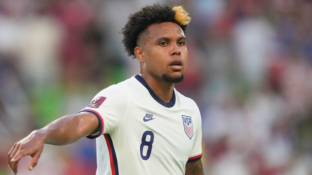 AUSTIN, TX - OCTOBER 7: Weston McKennie #8 of the United States reacts during a 2022 World Cup Qualifying game against Jamaica at Q2 Stadium on October 7, 2021 in Austin, Texas.