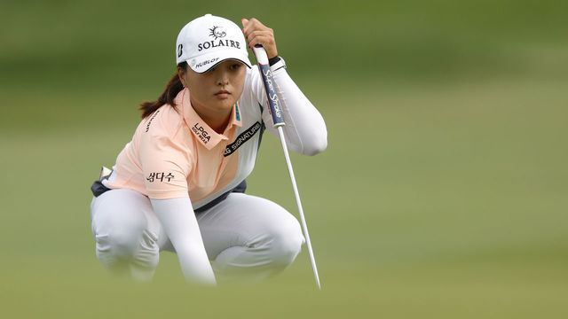 WEST CALDWELL, NEW JERSEY - OCTOBER 08: Jin Young Ko of Korea prepares her shot on the 10th hole during the second round of the Cognizant Founders Cup at Mountain Ridge Country Club on October 08, 2021 in West Caldwell, New Jersey.