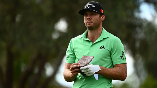 LAS VEGAS, NEVADA - OCTOBER 08: Sam Burns stands on the eighth hole during round two of the Shriners Children's Open at TPC Summerlin on October 08, 2021 in Las Vegas, Nevada.