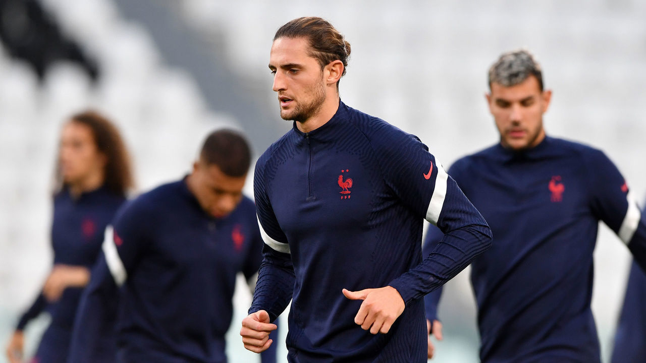 TURIN, ITALY - OCTOBER 06: Adrien Rabiot of France during France Press Conference And Training Session at Juventus Stadium on October 6, 2021 in Turin, Italy.