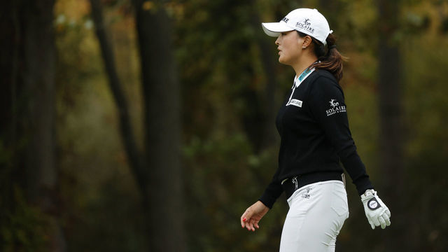 WEST CALDWELL, NEW JERSEY - OCTOBER 09: Jin Young Ko of Korea looks on after her fairway shot on the 12th hole during the third round of the Cognizant Founders Cup at Mountain Ridge Country Club on October 09, 2021 in West Caldwell, New Jersey.