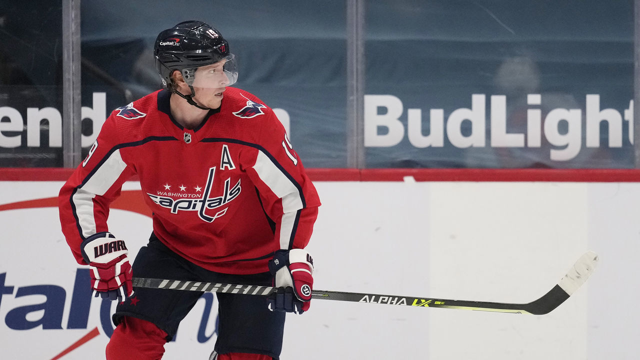 WASHINGTON, DC - APRIL 13: Nicklas Backstrom #19 of the Washington Capitals skates against the Philadelphia Flyers in the first period at Capital One Arena on April 13, 2021 in Washington, DC.