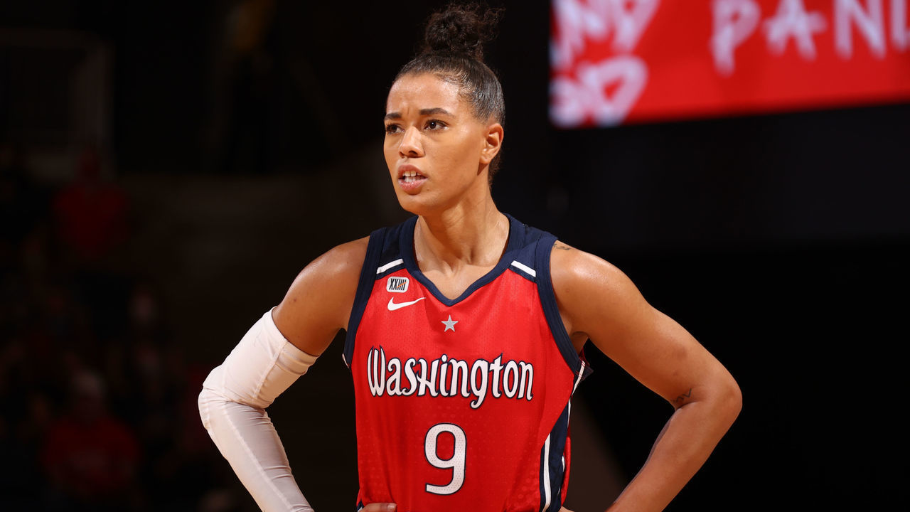 WASHINGTON, DC - SEPTEMBER 19: Natasha Cloud #9 of the Washington Mystics looks on during the game against the Minnesota Lynx on September 19, 2021 at Entertainment & Sports Arena in Washington, DC. Mandatory Copyright Notice: Copyright 2021 NBAE