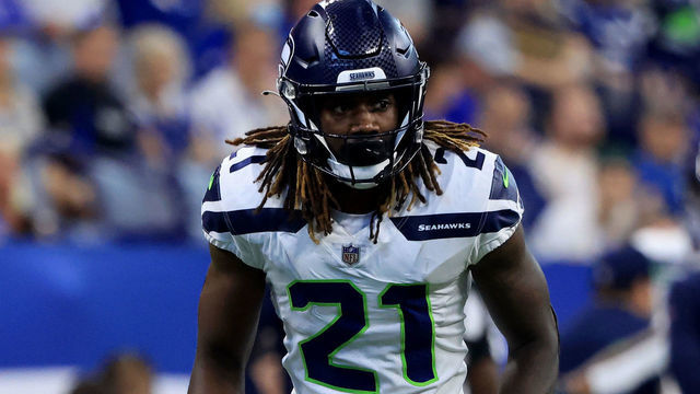 INDIANAPOLIS, INDIANA - SEPTEMBER 12: Tre Flowers #21 of the Seattle Seahawks on the field in the game against the Indianapolis Colts at Lucas Oil Stadium on September 12, 2021 in Indianapolis, Indiana.