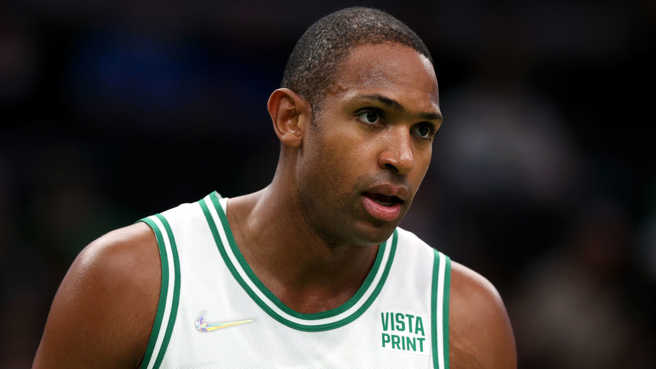 BOSTON, MASSACHUSETTS - OCTOBER 04: Al Horford #42 of the Boston Celtics looks on during the first quarter of the preseason game against the Orlando Magic at TD Garden on October 04, 2021 in Boston, Massachusetts.