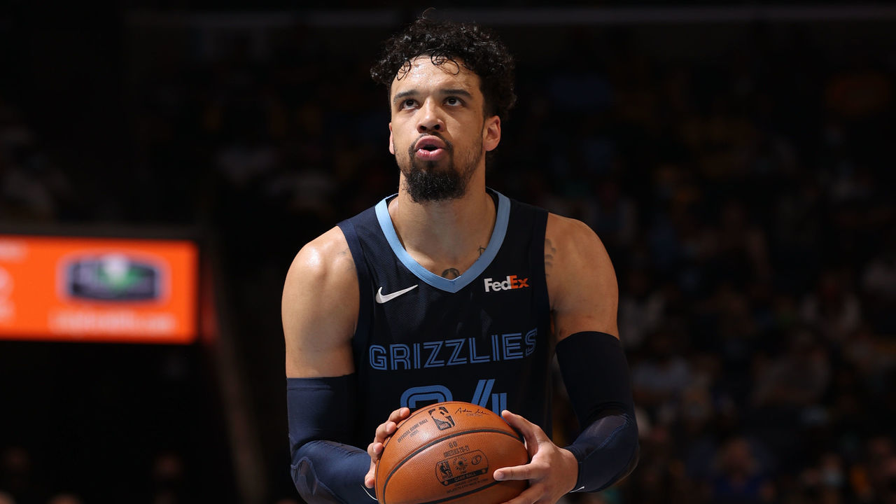 MEMPHIS, TN - MAY 31: Dillon Brooks #24 of the Memphis Grizzlies shoots a free throw during the game against the Utah Jazz during Round 1, Game 4 of the 2021 NBA Playoffs on May 31, 2021 at FedExForum in Memphis, Tennessee. Mandatory Copyright Notice: Copyright 2021 NBAE
