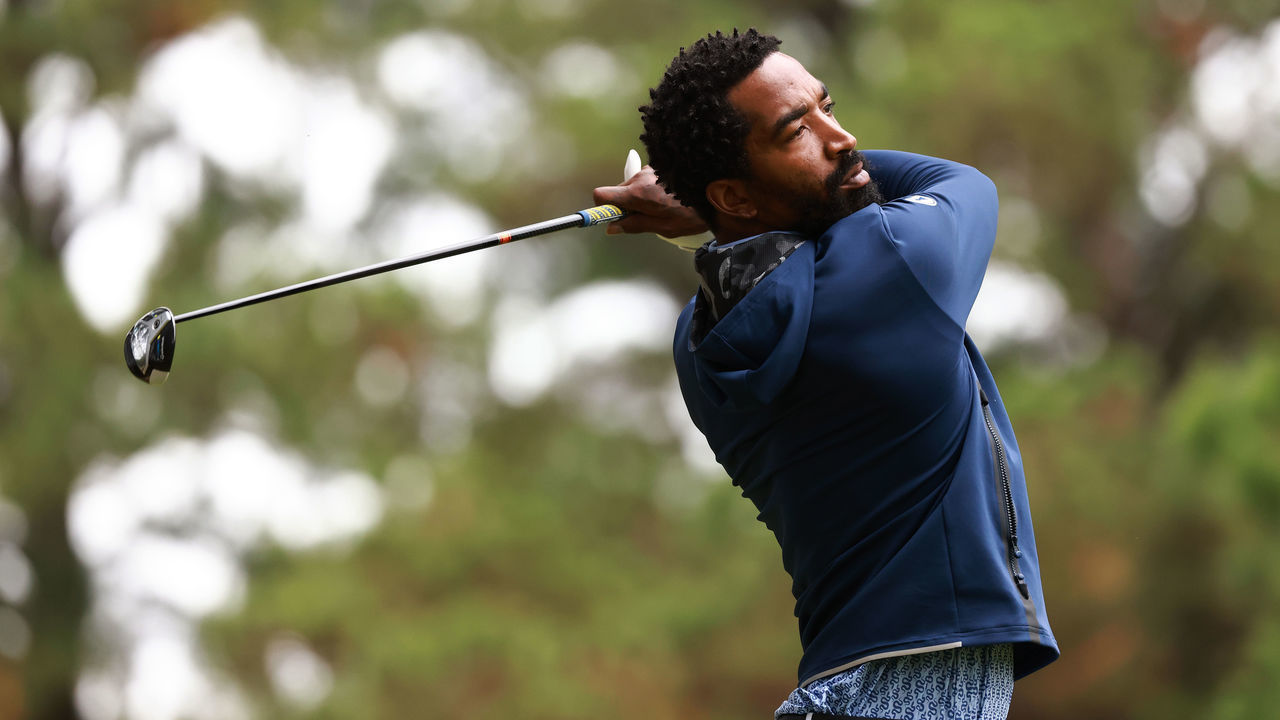 BURLINGTON, NORTH CAROLINA - OCTOBER 11: J.R. Smith of the North Carolina A&T Aggies hits his tee shot on the 9th hole during the Phoenix Invitational at Alamance Country Club on October 11, 2021 in Burlington, North Carolina.