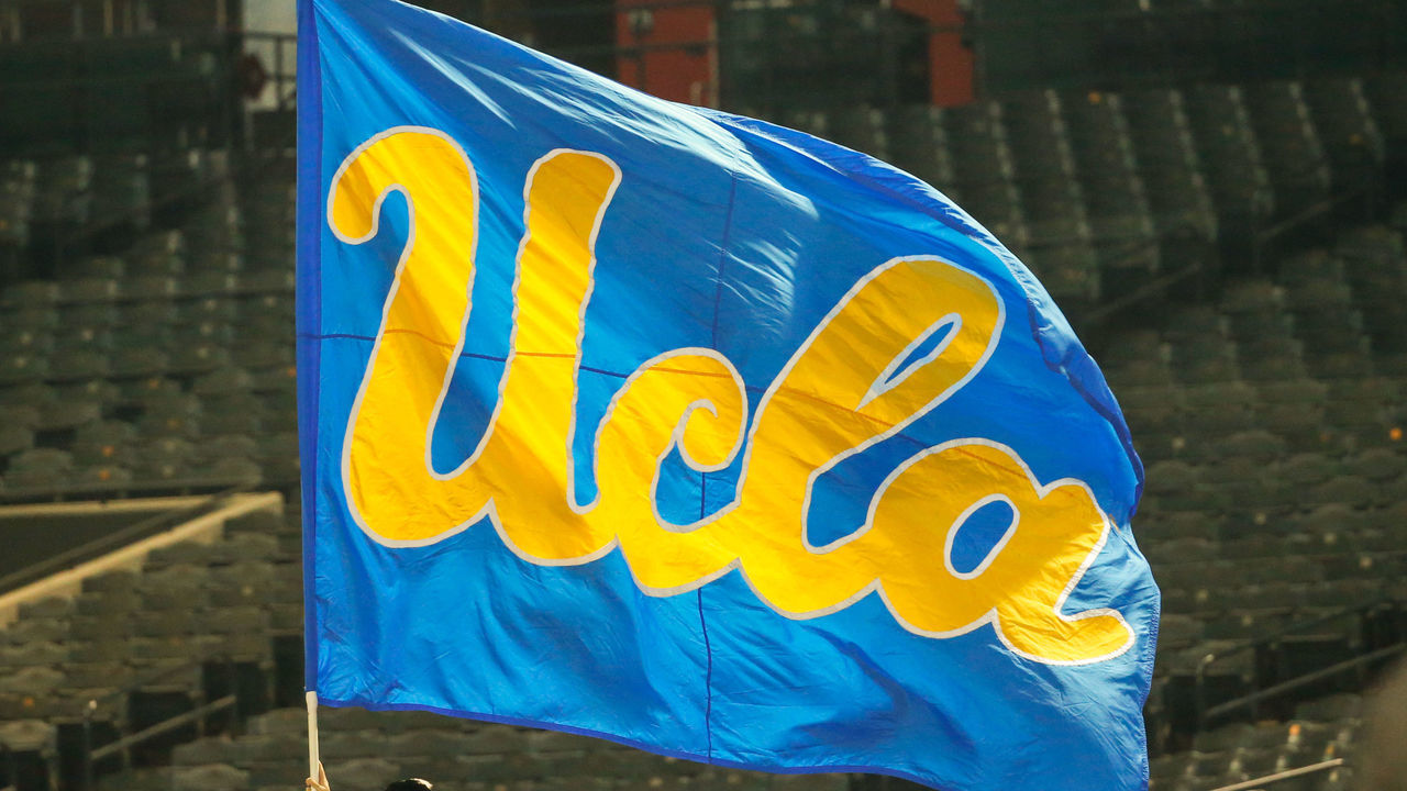 PHOENIX, AZ - DECEMBER 26: The UCLA flag during the Cactus Bowl college football game between the Kansas State Wildcats and the UCLA Bruins on December 26, 2017 at Chase Field in Phoenix, Arizona.