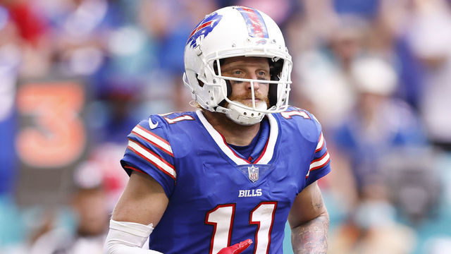 MIAMI GARDENS, FLORIDA - SEPTEMBER 19: Cole Beasley #11 of the Buffalo Bills in action against the Miami Dolphins at Hard Rock Stadium on September 19, 2021 in Miami Gardens, Florida.