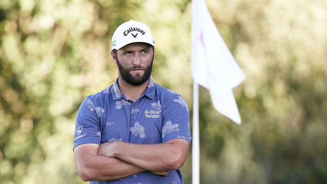 CADIZ, SPAIN - OCTOBER 15: Jon Rahm of Spain studies his shot during Day Two of The Estrella Damm N.A. Andalucia Masters at Real Club Valderrama on October 15, 2021 in Cadiz, Spain.