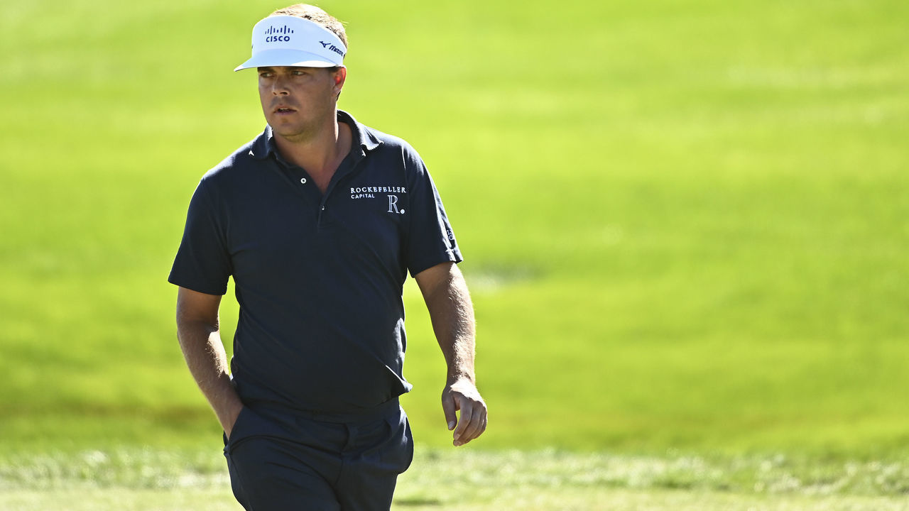 LAS VEGAS, NEVADA - OCTOBER 15: Keith Mitchell of the United States looks on from the 13th green during the second round of THE CJ CUP @ SUMMIT at The Summit Club on October 15, 2021 in Las Vegas, Nevada.