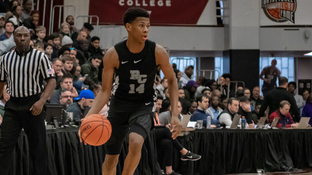 SPRINGFIELD, MA - JANUARY 18: Roselle Catholic Lions guard Simeon Wilcher (14) during the second half of the Spalding Hoophall Classic high school basketball game between the Roselle Catholic Lions and Bishop Gorman Gaels on January 18, 2020 at Blake Arena in Springfield, MA