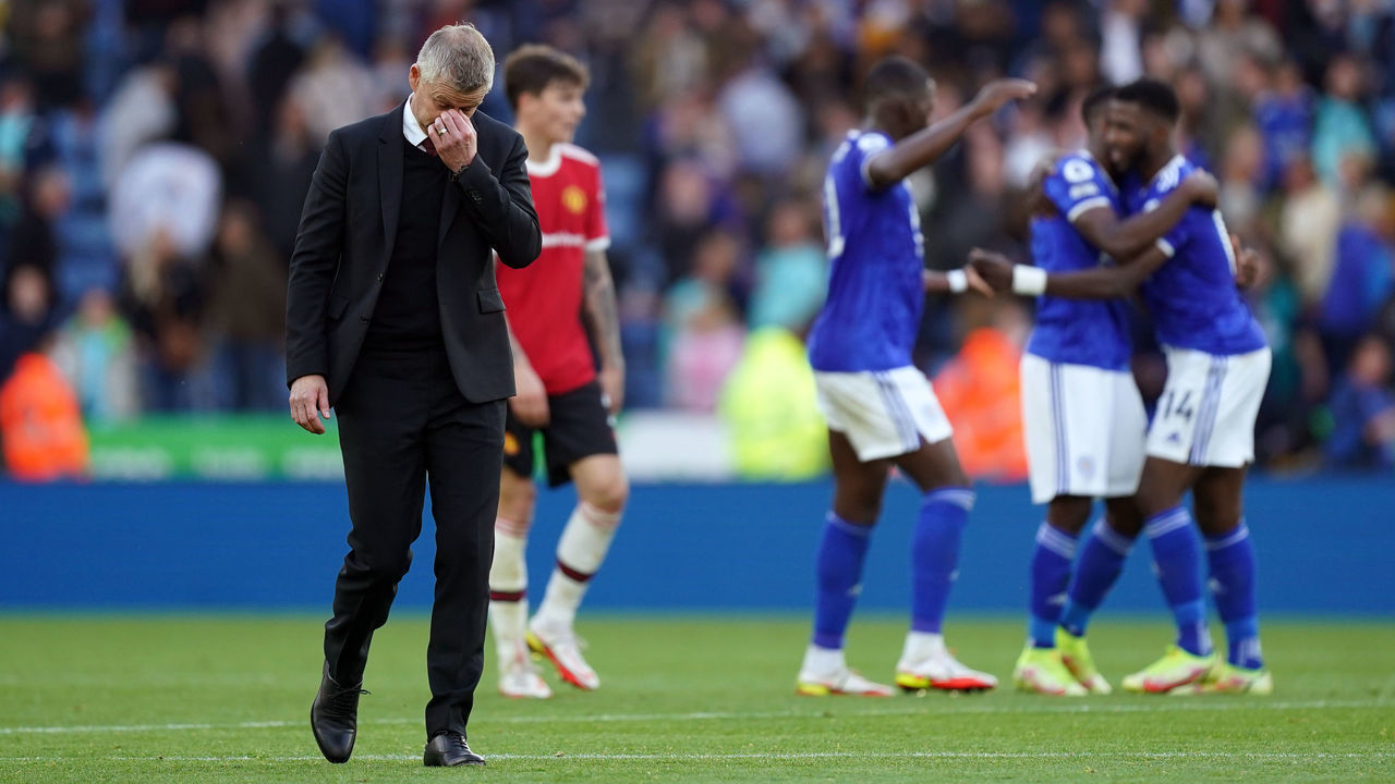 Manchester United manager Ole Gunnar Solskjaer following the Premier League match at the King Power Stadium, Leicester. Picture date: Saturday October 16, 2021.