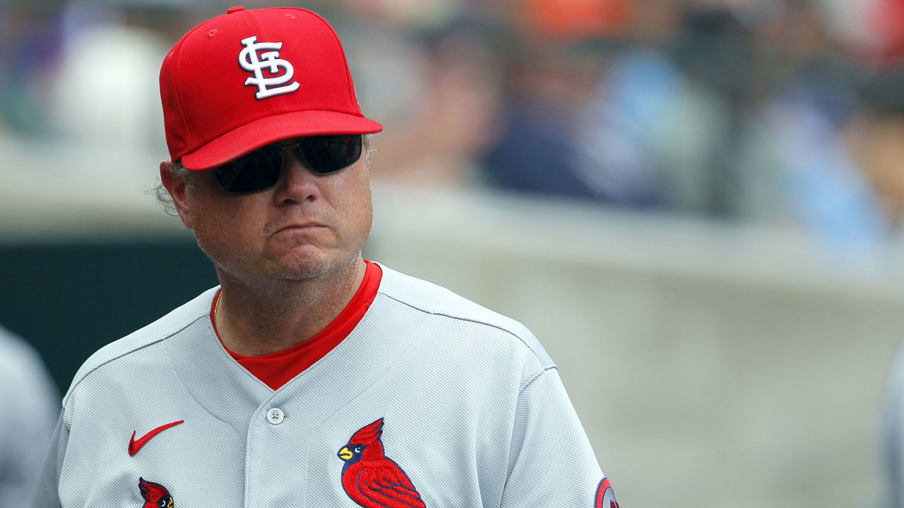 DETROIT, MI - JUNE 23: Manager Mike Shildt #8 of the St. Louis Cardinals during a game against the Detroit Tigers at Comerica Park on June 23, 2021, in Detroit, Michigan.