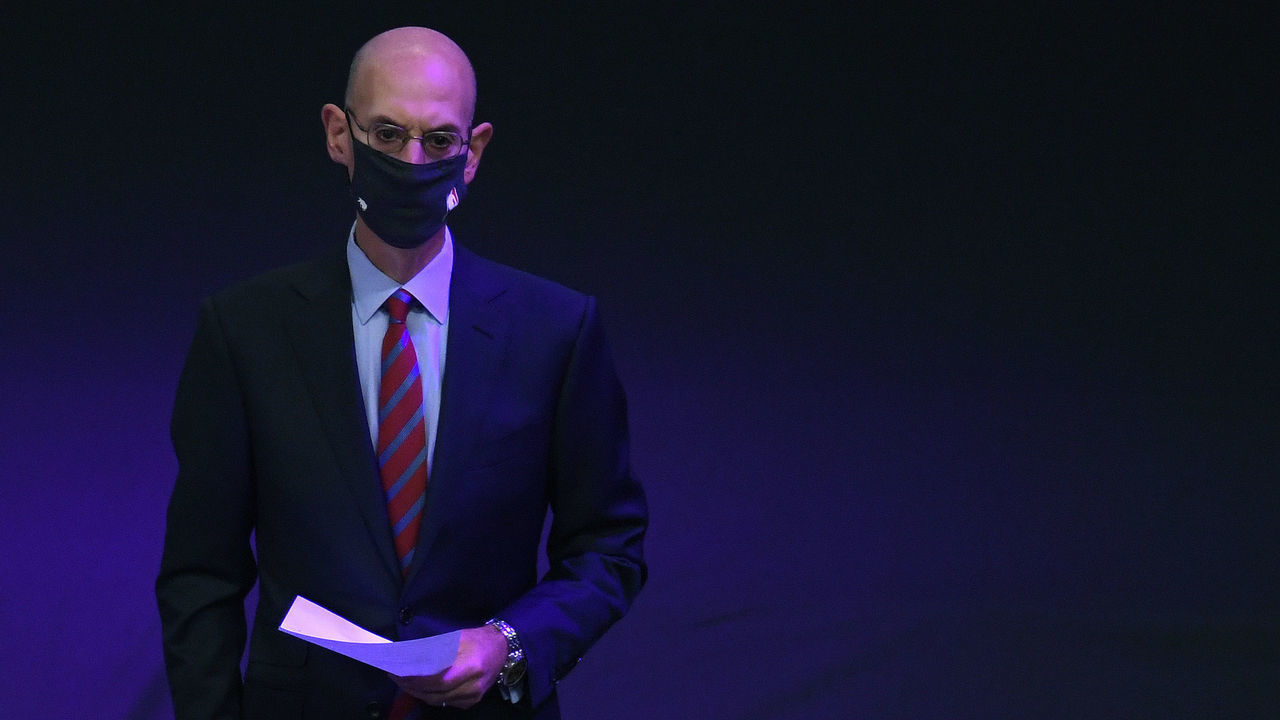 LOS ANGELES, CALIFORNIA - DECEMBER 22: NBA Commissioner Adam Silver waits to speak at the Los Angeles Lakers championship ring ceremony before the season opening game against the LA Clippers at Staples Center on December 22, 2020 in Los Angeles, California.