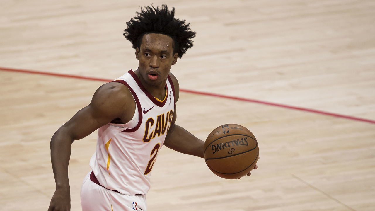 WASHINGTON, DC - MAY 14: Collin Sexton #2 of the Cleveland Cavaliers dribbles the ball during the first half of the game against the Washington Wizards at Capital One Arena on May 14, 2021 in Washington, DC.