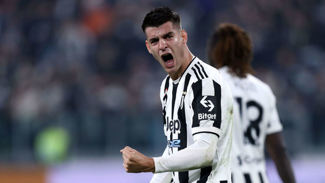 ALLIANZ STADIUM, TORINO, ITALY - 2021/10/17: Alvaro Morata of Juventus Fc celebrates at the end of the Serie A match between Juventus Fc and As Roma. Juventus Fc wins 1-0 over As Roma.