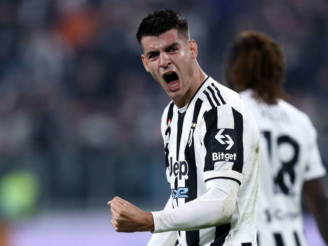 ALLIANZ STADIUM, TORINO, ITALY - 2021/10/17: Alvaro Morata of Juventus Fc celebrates at the end of the Serie A match between Juventus Fc and As Roma. Juventus Fc wins 1-0 over As Roma.
