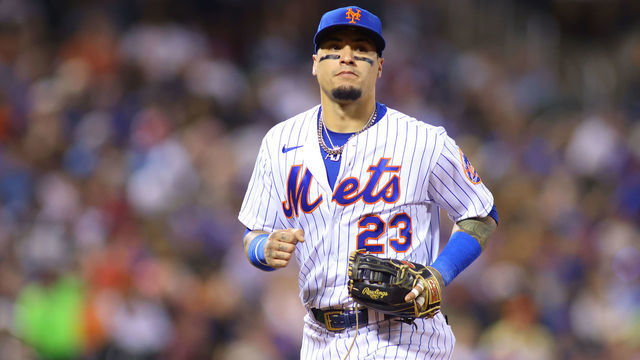 NEW YORK, NEW YORK - SEPTEMBER 18: Javier Baez #23 of the New York Mets in action against the Philadelphia Phillies at Citi Field on September 18, 2021 in New York City. Philadelphia Phillies defeated the New York Mets 5-3.
