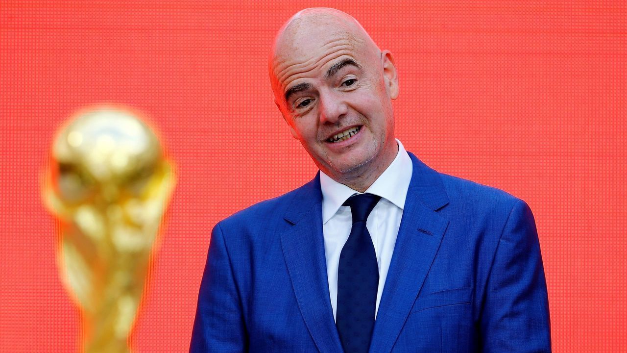 MOSCOW, RUSSIA - SEPTEMBER 09 : FIFA President Gianni Infantino attends the official kickoff ceremony for the 2018 FIFA World Cup Trophy Tour, at Luzhniki Stadium in Moscow, Russia, on September 09, 2017.