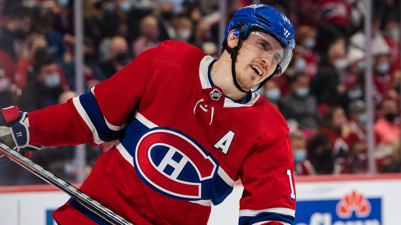 MONTREAL, QC - OCTOBER 16: Brendan Gallagher (11) of the Montreal Canadiens looks on during the second period of the NHL game between the New York Rangers and the Montreal Canadiens on October 16, 2021, at the Bell Centre in Montreal, QC