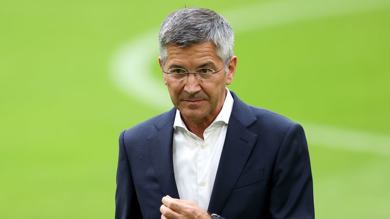 MUNICH, GERMANY - AUGUST 22: Herbert Hainer, President of FC Bayern München looks on prior to the Bundesliga match between FC Bayern München and 1. FC Köln at Allianz Arena on August 22, 2021 in Munich, Germany.