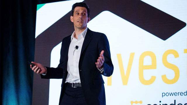 Haralabos Voulgaris, managing partner at Corner3 Fund LP, speaks during the Consensus: Invest event in New York, U.S., on Tuesday, Nov. 28, 2017. Consensus: Invest, the world's first digital asset investor outlook event hosted by CoinDesk, brings institutional investors, hedge funds, money managers, banks, and family offices together to get connected with how to invest, store, trade and judge value in this new asset class. Photographer: Michael Nagle/Bloomberg via Getty Images