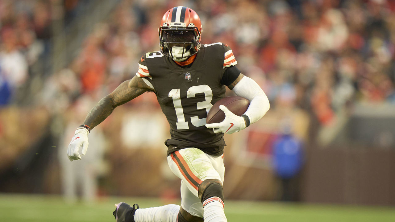 Football: Cleveland Browns Odell Beckham Jr. (13) in action vs Arizona Cardinals at FirstEnergy Stadium. Cleveland, OH 10/17/2021 CREDIT: Erick W. Rasco