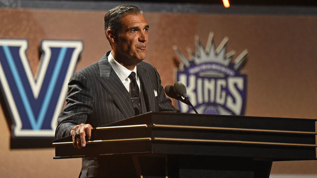 SPRINGFIELD, MA - SEPTEMBER 11: Jay Wright speaks to the crowd during the 2021 Basketball Hall of Fame Enshrinement Ceremony on September 11, 2021 at MassMutual in Springfield, Massachusetts. NOTE TO USER: User expressly acknowledges and agrees that, by downloading and/or using this photograph, user is consenting to the terms and conditions of the Getty Images License Agreement. Mandatory Copyright Notice: Copyright 2021 NBAE