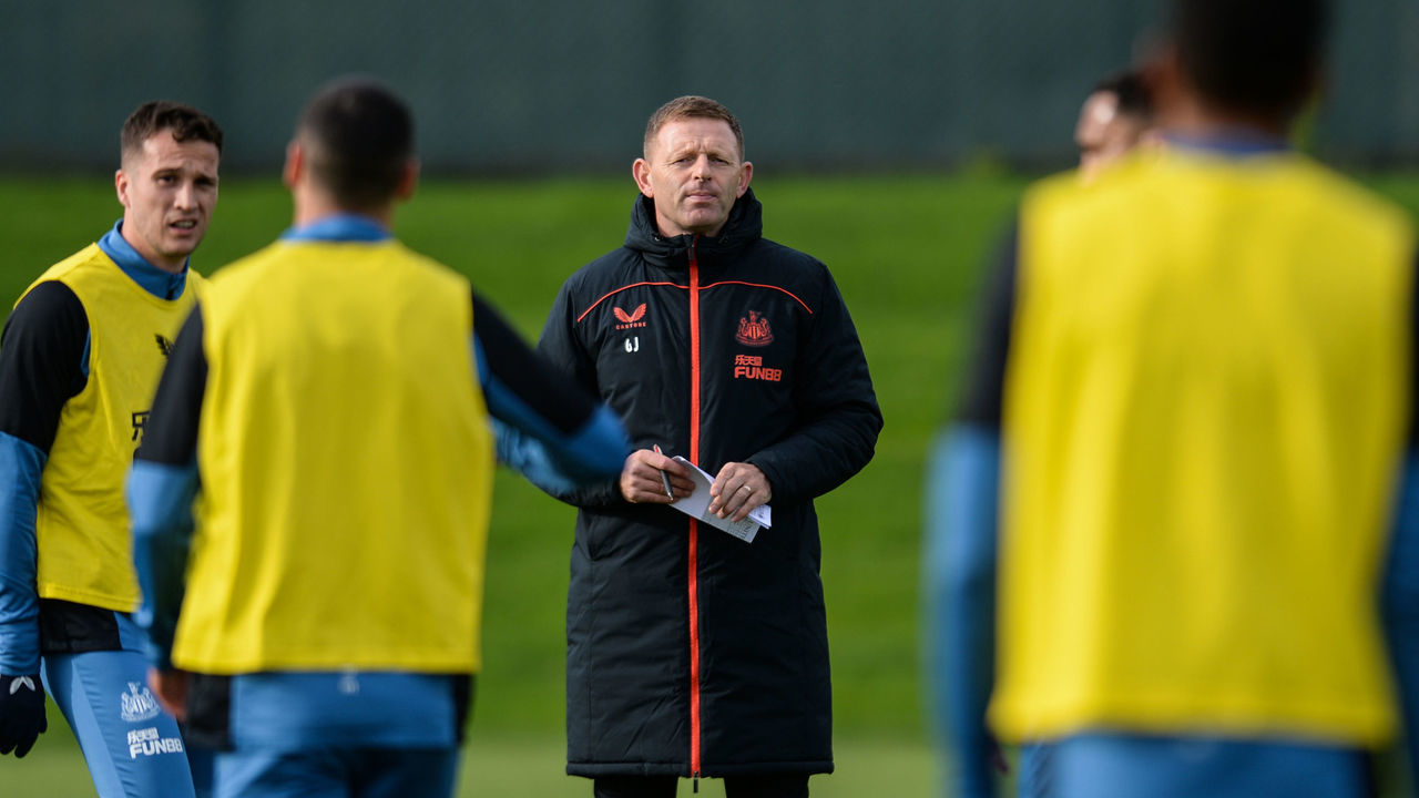 NEWCASTLE UPON TYNE, ENGLAND - OCTOBER 20: Newcastle United Assistant Coach Graeme Jones during the Newcastle United Training Session at the Newcastle United Training Centre at on October 20, 2021 in Newcastle upon Tyne, England.