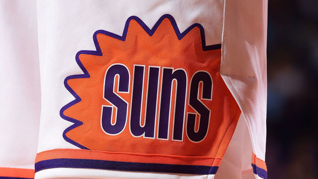 PHOENIX, AZ - NOVEMBER 10: A close up view of the Phoenix Suns logo during the game against the Orlando Magic on November 10, 2017 at Talking Stick Resort Arena in Phoenix, Arizona. Mandatory Copyright Notice: Copyright 2017 NBAE