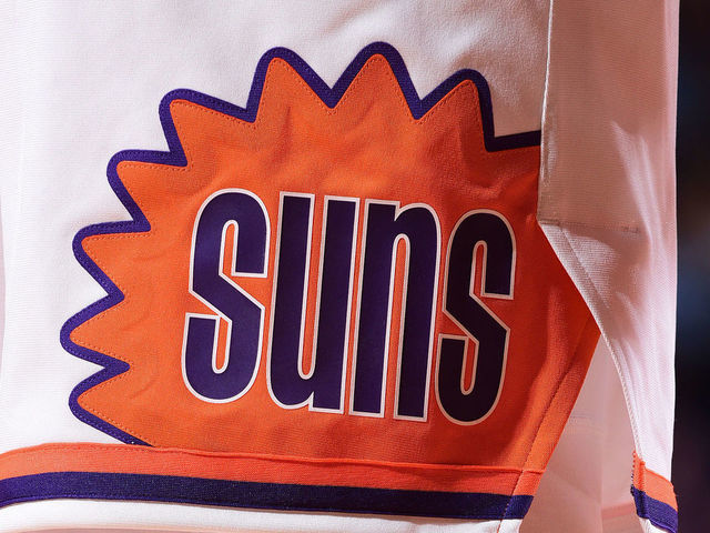 PHOENIX, AZ - NOVEMBER 10: A close up view of the Phoenix Suns logo during the game against the Orlando Magic on November 10, 2017 at Talking Stick Resort Arena in Phoenix, Arizona. Mandatory Copyright Notice: Copyright 2017 NBAE
