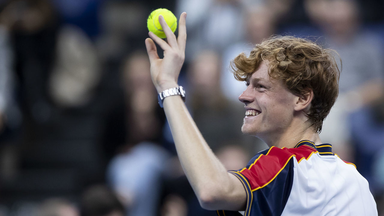 Italian Jannik Sinner pictured after winning a singles match between Italian Sinner and South African Harris, in the semi finals of the European Open Tennis ATP tournament, in Antwerp, Saturday 23 October 2021. BELGA PHOTO KRISTOF VAN ACCOM