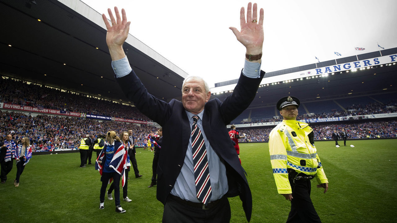 15/05/11 .IBROX - GLASGOW.Rangers manager Walter Smith celebrates clinching the Clydesdale Bank Premier League title in his final season in charge of the club