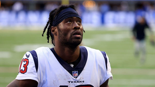 INDIANAPOLIS, INDIANA - OCTOBER 17: Brandin Cooks #13 of the Houston Texans walks off the field after a loss to the Indianapolis Colts at Lucas Oil Stadium on October 17, 2021 in Indianapolis, Indiana.