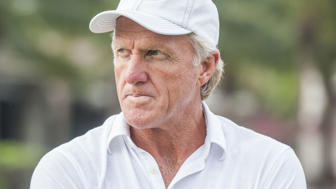 HAIKOU - OCTOBER 23: Professional golfer Greg Norman of Australia attends at the Golf Clinic with Greg Norman of Australia with the China National Junior Team during the Mission Hill Celebrity Pro-Am on 23 October 2014, in Haikou, China.