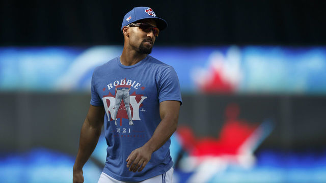 TORONTO, ON - SEPTEMBER 17: Marcus Semien #10 of the Toronto Blue Jays warms up prior to their MLB game against the Minnesota Twins at Rogers Centre on September 17, 2021 in Toronto, Ontario.