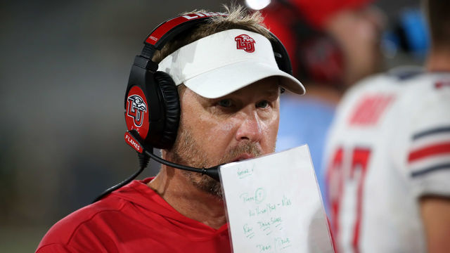 BIRMINGHAM, AL - OCTOBER 02: Liberty Flames head coach Hugh Freeze during the game between the UAB Blazers and the Liberty Flames on October 2, 2021, at Protective Stadium in Birmingham, Alabama.